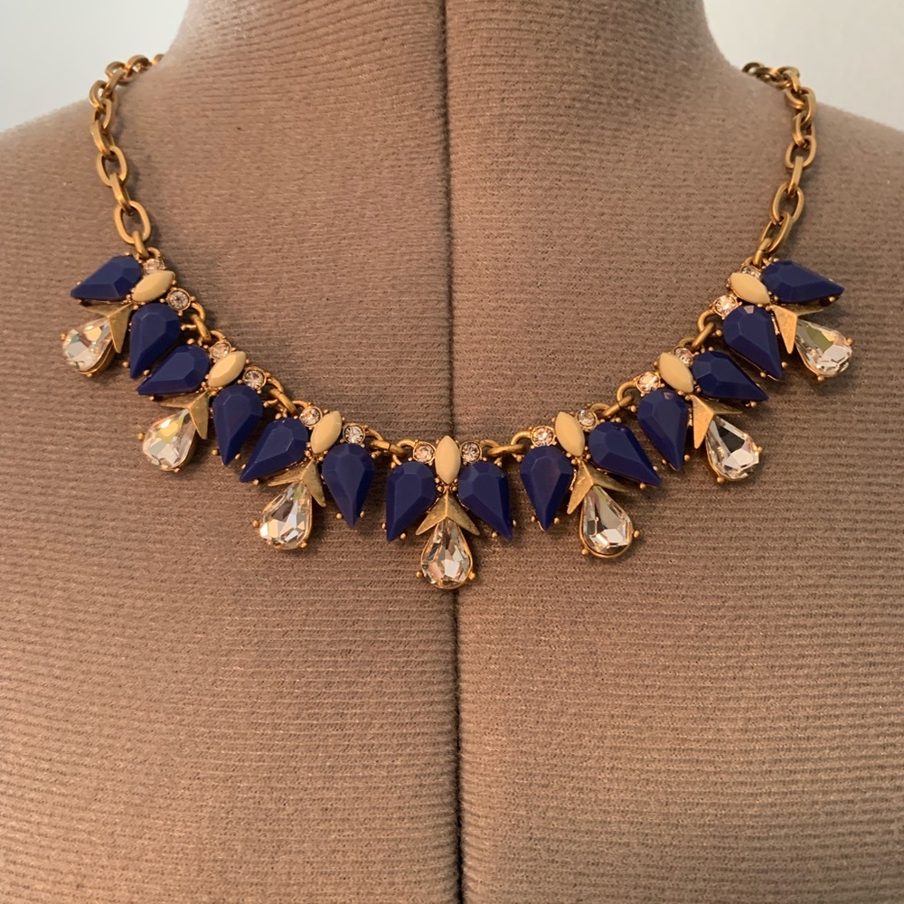 J.Crew Blue and White Stone Statement Necklace